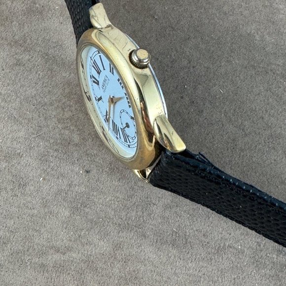 Vintage AMERICA PERRY ELLIS Gold Plated Watch Roman Numerals Sub Dial - Picture 3 of 9